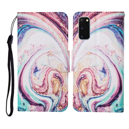For Samsung Galaxy S20 Colored Drawing Pattern Horizontal Flip Leather Case with Holder & Card Slots & Wallet & Lanyard(Whirlpool Marble)-garmade.com