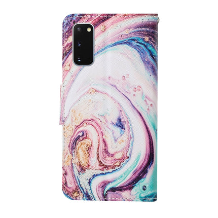 For Samsung Galaxy S20 Colored Drawing Pattern Horizontal Flip Leather Case with Holder & Card Slots & Wallet & Lanyard(Whirlpool Marble)-garmade.com