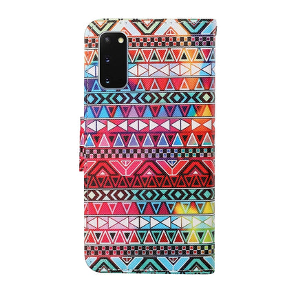 For Samsung Galaxy S20 Colored Drawing Pattern Horizontal Flip Leather Case with Holder & Card Slots & Wallet & Lanyard(Tribal Ethnic Style)-garmade.com