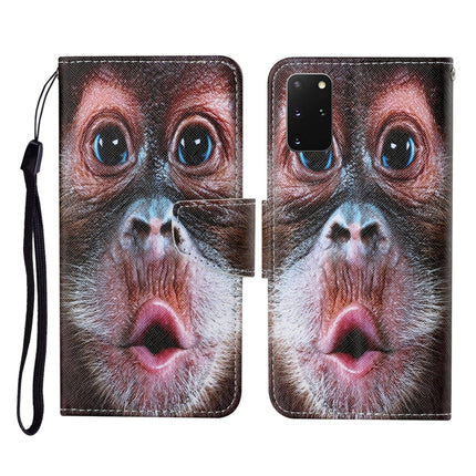 For Samsung Galaxy S20+ Colored Drawing Pattern Horizontal Flip Leather Case with Holder & Card Slots & Wallet & Lanyard(Orangutan)-garmade.com