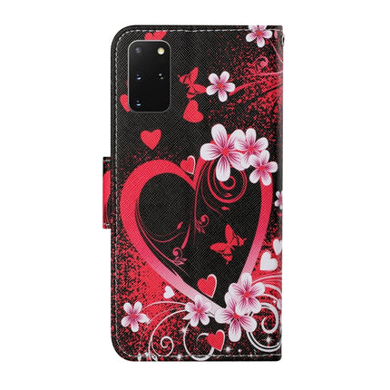 For Samsung Galaxy S20+ Colored Drawing Pattern Horizontal Flip Leather Case with Holder & Card Slots & Wallet & Lanyard(Red Heart)-garmade.com