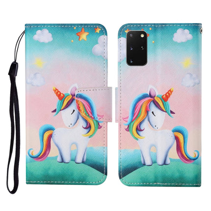 For Samsung Galaxy S20+ Colored Drawing Pattern Horizontal Flip Leather Case with Holder & Card Slots & Wallet & Lanyard(Rainbow Unicorn)-garmade.com