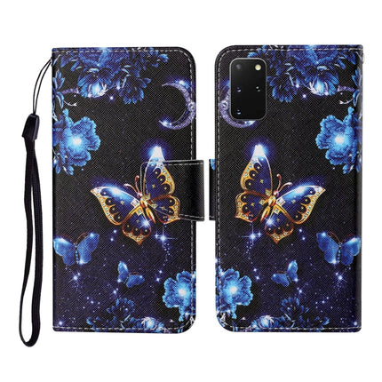 For Samsung Galaxy S20+ Colored Drawing Pattern Horizontal Flip Leather Case with Holder & Card Slots & Wallet & Lanyard(Moon Butterfly)-garmade.com