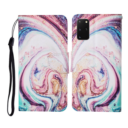 For Samsung Galaxy S20+ Colored Drawing Pattern Horizontal Flip Leather Case with Holder & Card Slots & Wallet & Lanyard(Whirlpool Marble)-garmade.com