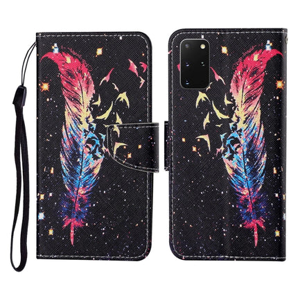 For Samsung Galaxy S20+ Colored Drawing Pattern Horizontal Flip Leather Case with Holder & Card Slots & Wallet & Lanyard(Feather)-garmade.com
