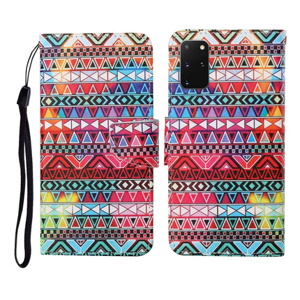 For Samsung Galaxy S20+ Colored Drawing Pattern Horizontal Flip Leather Case with Holder & Card Slots & Wallet & Lanyard(Tribal Ethnic Style)-garmade.com