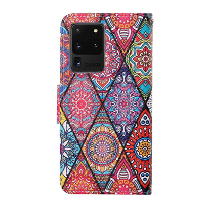 For Samsung Galaxy S20 Ultra Colored Drawing Pattern Horizontal Flip Leather Case with Holder & Card Slots & Wallet & Lanyard(Rhombus Totem)-garmade.com