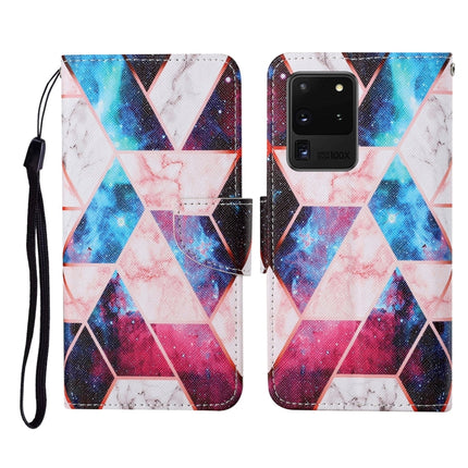 For Samsung Galaxy S20 Ultra Colored Drawing Pattern Horizontal Flip Leather Case with Holder & Card Slots & Wallet & Lanyard(Starry Marble)-garmade.com