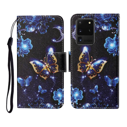 For Samsung Galaxy S20 Ultra Colored Drawing Pattern Horizontal Flip Leather Case with Holder & Card Slots & Wallet & Lanyard(Moon Butterfly)-garmade.com