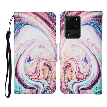 For Samsung Galaxy S20 Ultra Colored Drawing Pattern Horizontal Flip Leather Case with Holder & Card Slots & Wallet & Lanyard(Whirlpool Marble)-garmade.com