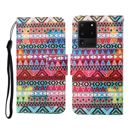 For Samsung Galaxy S20 Ultra Colored Drawing Pattern Horizontal Flip Leather Case with Holder & Card Slots & Wallet & Lanyard(Tribal Ethnic Style)-garmade.com
