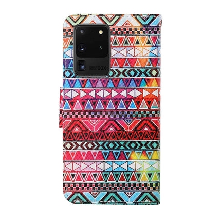 For Samsung Galaxy S20 Ultra Colored Drawing Pattern Horizontal Flip Leather Case with Holder & Card Slots & Wallet & Lanyard(Tribal Ethnic Style)-garmade.com