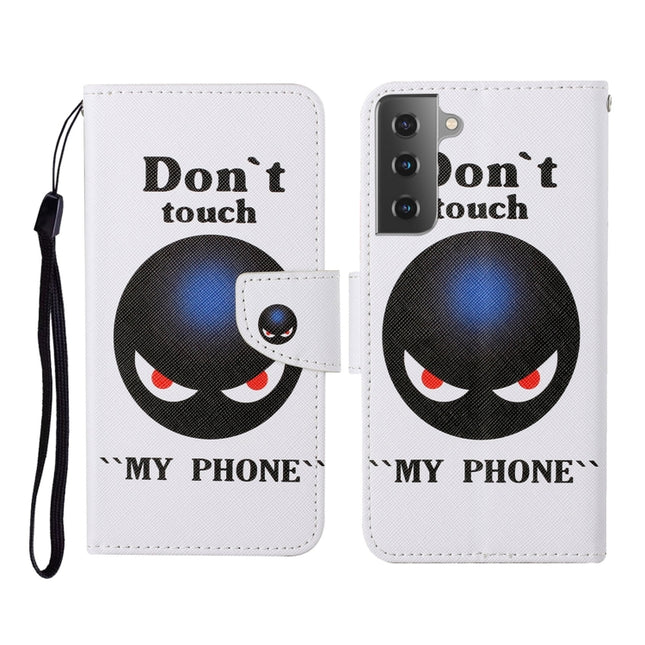 For Samsung Galaxy S21 5G Colored Drawing Pattern Horizontal Flip Leather Case with Holder & Card Slots & Wallet & Lanyard(Black Planet)-garmade.com