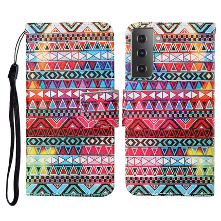 For Samsung Galaxy S21 5G Colored Drawing Pattern Horizontal Flip Leather Case with Holder & Card Slots & Wallet & Lanyard(Tribal Ethnic Style)-garmade.com