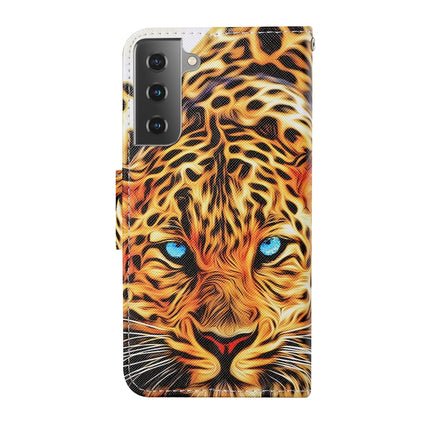 For Samsung Galaxy S21 5G Colored Drawing Pattern Horizontal Flip Leather Case with Holder & Card Slots & Wallet & Lanyard(Yellow Leopard)-garmade.com