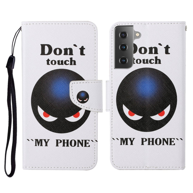 For Samsung Galaxy S21+ 5G Colored Drawing Pattern Horizontal Flip Leather Case with Holder & Card Slots & Wallet & Lanyard(Black Planet)-garmade.com