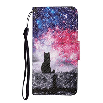 For Samsung Galaxy S21+ 5G Colored Drawing Pattern Horizontal Flip Leather Case with Holder & Card Slots & Wallet & Lanyard(Starry Cat)-garmade.com