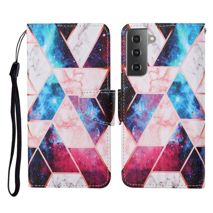 For Samsung Galaxy S21+ 5G Colored Drawing Pattern Horizontal Flip Leather Case with Holder & Card Slots & Wallet & Lanyard(Starry Marble)-garmade.com