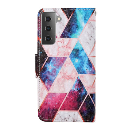 For Samsung Galaxy S21+ 5G Colored Drawing Pattern Horizontal Flip Leather Case with Holder & Card Slots & Wallet & Lanyard(Starry Marble)-garmade.com