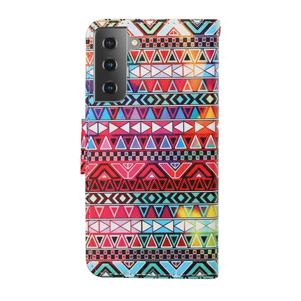 For Samsung Galaxy S21+ 5G Colored Drawing Pattern Horizontal Flip Leather Case with Holder & Card Slots & Wallet & Lanyard(Tribal Ethnic Style)-garmade.com