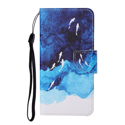 For Samsung Galaxy S21 Ultra 5G Colored Drawing Pattern Horizontal Flip Leather Case with Holder & Card Slots & Wallet & Lanyard(Watercolor Fish)-garmade.com