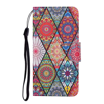 For Samsung Galaxy S21 Ultra 5G Colored Drawing Pattern Horizontal Flip Leather Case with Holder & Card Slots & Wallet & Lanyard(Rhombus Totem)-garmade.com