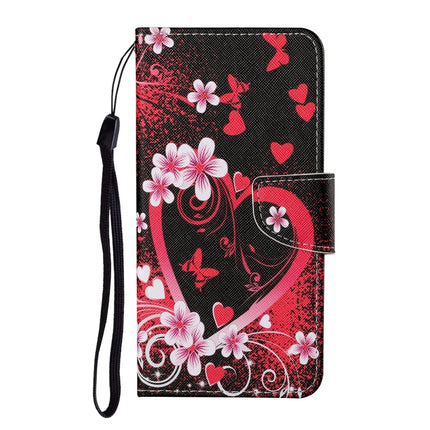 For Samsung Galaxy S21 Ultra 5G Colored Drawing Pattern Horizontal Flip Leather Case with Holder & Card Slots & Wallet & Lanyard(Red Heart)-garmade.com