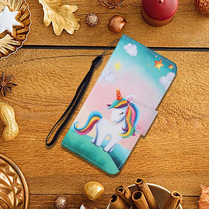 For Samsung Galaxy S21 Ultra 5G Colored Drawing Pattern Horizontal Flip Leather Case with Holder & Card Slots & Wallet & Lanyard(Rainbow Unicorn)-garmade.com