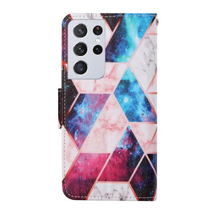 For Samsung Galaxy S21 Ultra 5G Colored Drawing Pattern Horizontal Flip Leather Case with Holder & Card Slots & Wallet & Lanyard(Starry Marble)-garmade.com