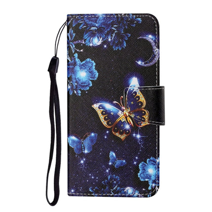 For Samsung Galaxy S21 Ultra 5G Colored Drawing Pattern Horizontal Flip Leather Case with Holder & Card Slots & Wallet & Lanyard(Moon Butterfly)-garmade.com