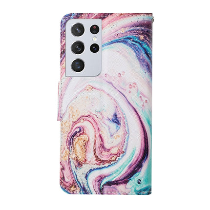 For Samsung Galaxy S21 Ultra 5G Colored Drawing Pattern Horizontal Flip Leather Case with Holder & Card Slots & Wallet & Lanyard(Whirlpool Marble)-garmade.com