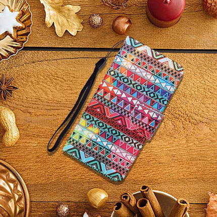 For Samsung Galaxy S21 Ultra 5G Colored Drawing Pattern Horizontal Flip Leather Case with Holder & Card Slots & Wallet & Lanyard(Tribal Ethnic Style)-garmade.com