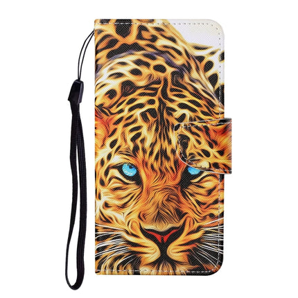 For Samsung Galaxy S21 Ultra 5G Colored Drawing Pattern Horizontal Flip Leather Case with Holder & Card Slots & Wallet & Lanyard(Yellow Leopard)-garmade.com