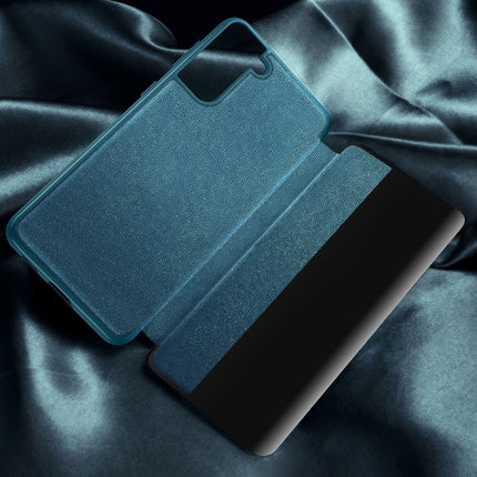 For Samsung Galaxy S21 Ultra 5G Magnetic Side Window View Shockproof Horizontal Flip Leather Case(Purple)-garmade.com