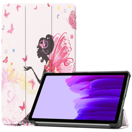 For Samsung Galaxy Tab A7 Lite T225 Colored Drawing Pattern Horizontal Flip Leather Case with Three-folding Holder(Elf Girl)-garmade.com