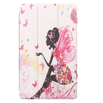 For Samsung Galaxy Tab A7 Lite T225 Colored Drawing Pattern Horizontal Flip Leather Case with Three-folding Holder(Elf Girl)-garmade.com