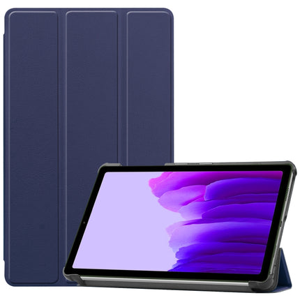 For Samsung Galaxy Tab A7 Lite T225 Custer Pattern Pure Color Horizontal Flip Leather Case with Three-folding Holder(Dark Blue)-garmade.com