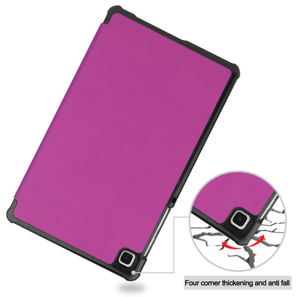 For Samsung Galaxy Tab A7 Lite T225 Custer Pattern Pure Color Horizontal Flip Leather Case with Three-folding Holder(Purple)-garmade.com