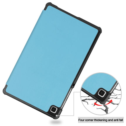 For Samsung Galaxy Tab A7 Lite T225 Custer Pattern Pure Color Horizontal Flip Leather Case with Three-folding Holder(Sky Blue)-garmade.com