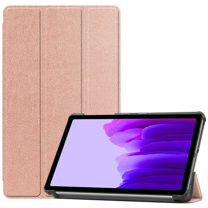 For Samsung Galaxy Tab A7 Lite T225 Custer Pattern Pure Color Horizontal Flip Leather Case with Three-folding Holder(Rose Gold)-garmade.com