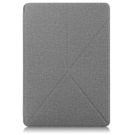 For Samsung Galaxy Tab S7 FE T730 / T735 / Tab S7+ / T970 / T975 Cloth Texture Multi-folding Leather Tablet Case with Holder & Sleep / Wake-up(Grey)-garmade.com
