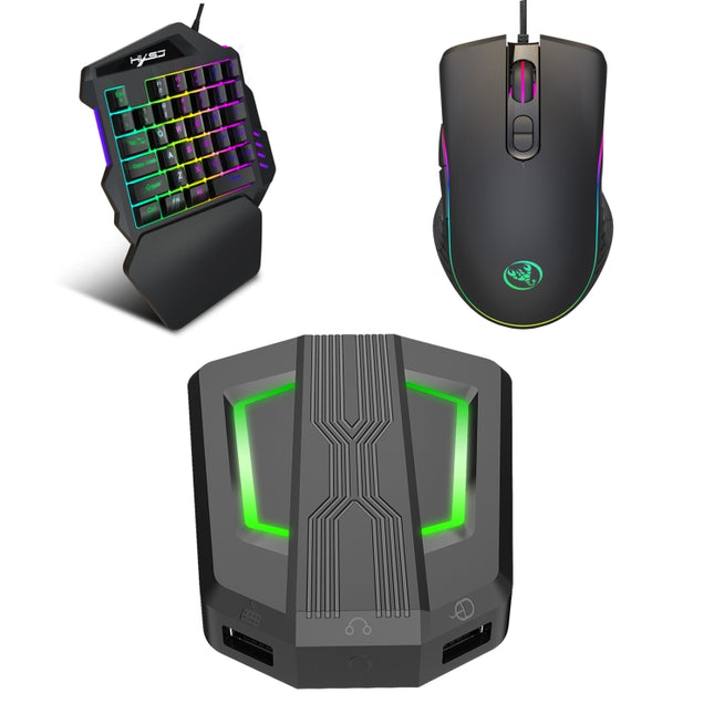 HXSJ P6+V100+A867 Keyboard Mouse Converter + One-handed Keyboard + RGB Gaming Mouse Set-garmade.com