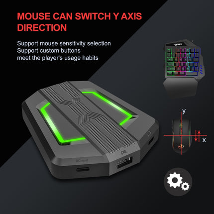 HXSJ P6+V100+A869 Keyboard Mouse Converter + One-handed Keyboard + Gaming Mouse Set-garmade.com