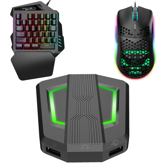HXSJ P6+V100+J900 Keyboard Mouse Converter + One-handed Keyboard + Gaming Mouse Set-garmade.com
