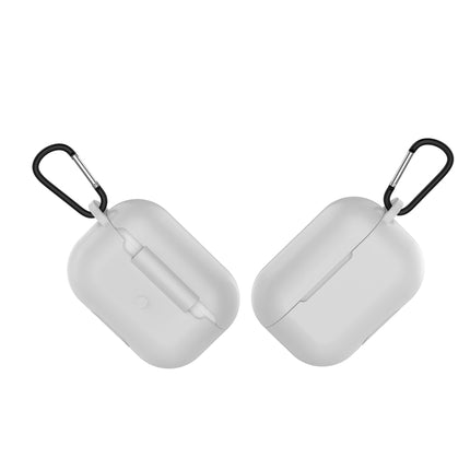 Solid Color Silicone Earphone Protective Case for AirPods Pro, with Hook(White)-garmade.com