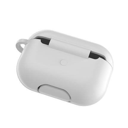Solid Color Silicone Earphone Protective Case for AirPods Pro, with Hook(White)-garmade.com