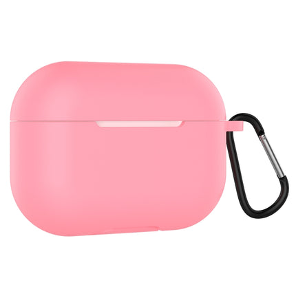 Solid Color Silicone Earphone Protective Case for AirPods Pro, with Hook(Pink)-garmade.com