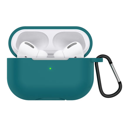 Solid Color Silicone Earphone Protective Case for AirPods Pro, with Hook(Official Green)-garmade.com