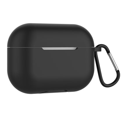 Solid Color Silicone Earphone Protective Case for AirPods Pro, with Hook(Black)-garmade.com