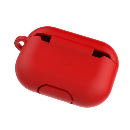 Solid Color Silicone Earphone Protective Case for AirPods Pro, with Hook(Red)-garmade.com